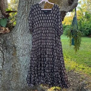 Dana Bacchus- V neck brown maxi 100% cotton dress.Size Large